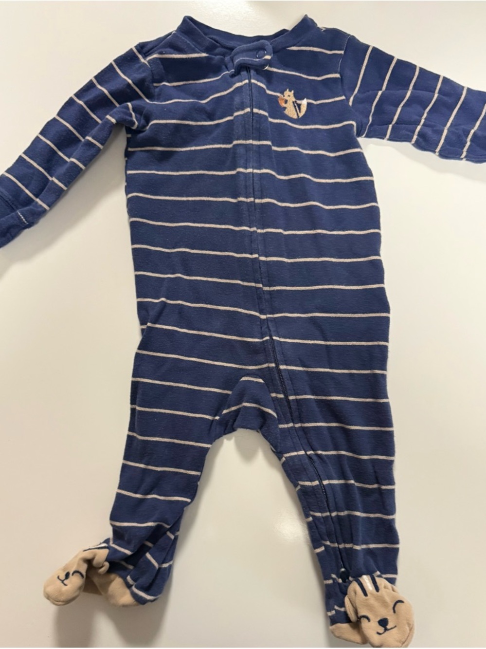 Carter's Navy and Cream Striped Squirrel Footed One-Piece